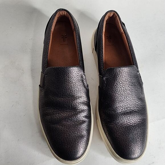 Frye Ivy Slip On Sneakers Women's 7M Pewter Leather Loafer Flats - Picture 2 of 8
